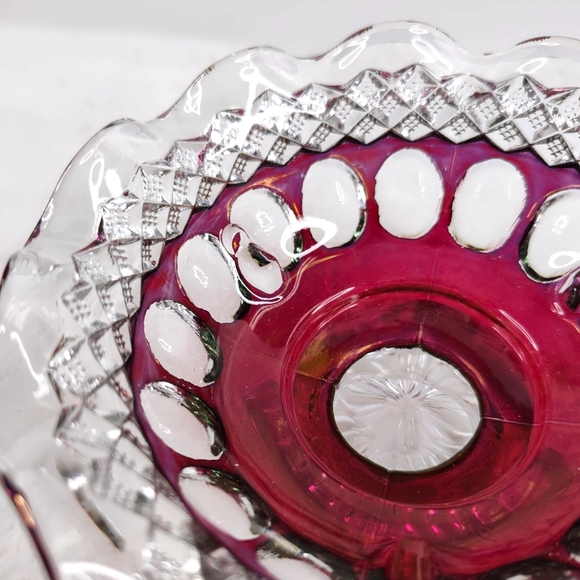 Vintage Westmoreland Glass Ruby Flash Pedestal Footed Candy Dish - Picture 7 of 10